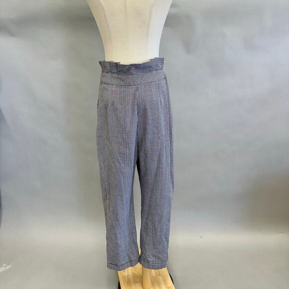 Topshop houndstooth paperbag pleated trouser ankle pants, tapered leg size 8 - Picture 8 of 14